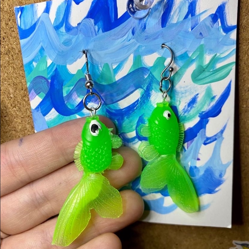 Green Goldfish Earrings